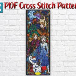 Frozen Stained Glass Cross Stitch Pattern / Disney Cross Stitch Pattern / Elsa And Anna PDF Cross Stitch Printable Chart