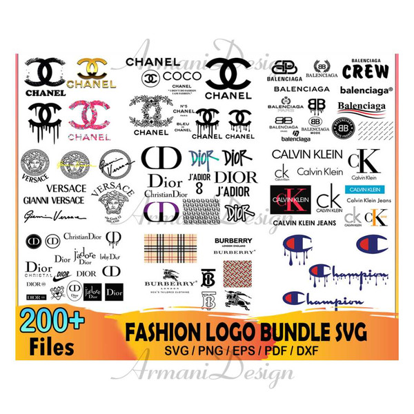 200 Fashion Logo Bundle Svg, Chanel Svg, Balenciaga Svg - Inspire Uplift