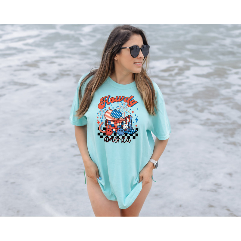 Comfort Colors® Howdy American, Western Shirt, Cute Shirt, Western Graphic, for Women, Red White & Blue, 4th of July Shirt - 3.jpg