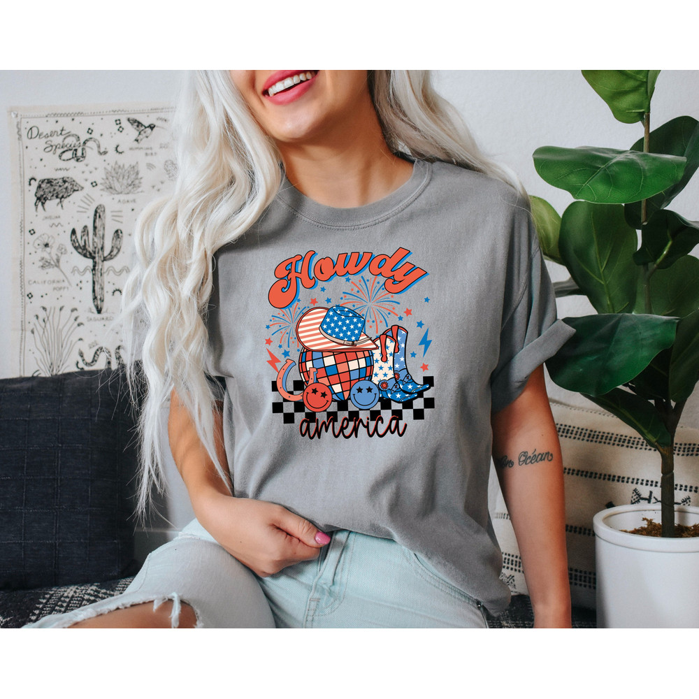 Comfort Colors® Howdy American, Western Shirt, Cute Shirt, Western Graphic, for Women, Red White & Blue, 4th of July Shirt - 5.jpg