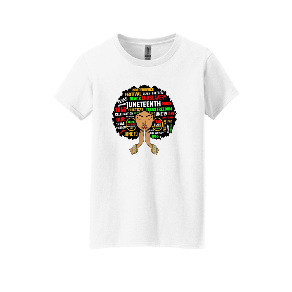 Embrace Freedom Juneteenth Celebration Ladies Afro T-Shirt - Uniting Heritage and Hope - 1.jpg