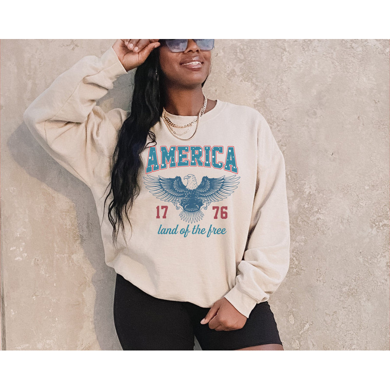 USA Sweatshirt, Summer BBQ Hoodie, Red White and Blue, America Tee, Comfort Colors® Women's 4th of July, Fourth of July Shirt T-Shirt - 1.jpg