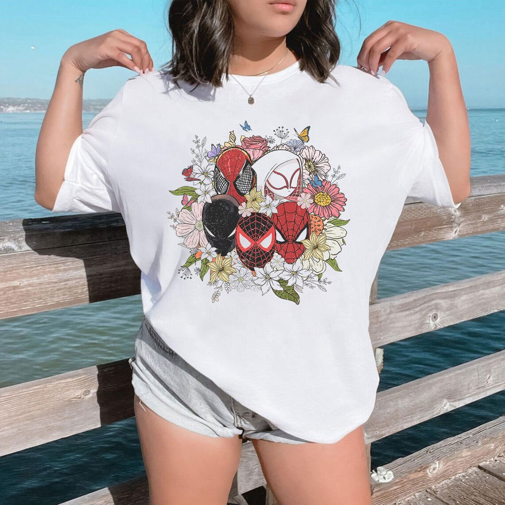 Floral Spider Across The Spider Shirt, Miles Morales, Ghost-Spider, Spider Punk, Spider Wen, Spider Shirt, Superhero Shirt - 2.jpg