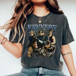 limited leon vintage shirt, leon residence character evil shirt, horror game graphic tee, kennedy vintage shirt, nick ap