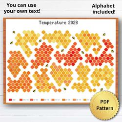 2023 Honeycomb with Bee Temperature Cross Stitch Pattern
