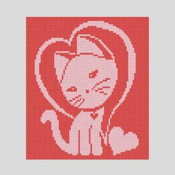 Loop yarn Finger knitted My cute cat blanket pattern PDF Download