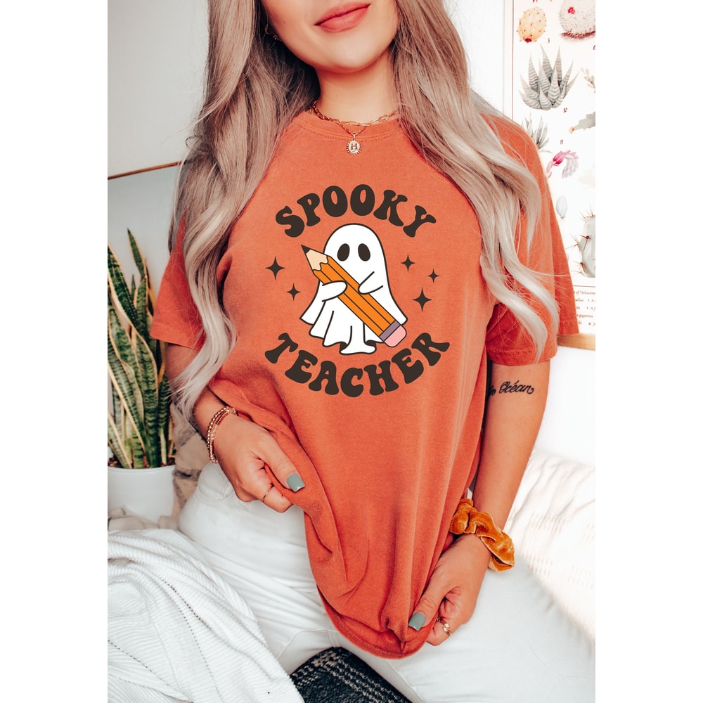 Cute Spooky Teacher Sweatshirt, Teacher Halloween Sweatshirt, Teacher Appreciation Gifts, Fall Teacher Sweatshirt, New Teacher Sweatshirt - 1.jpg