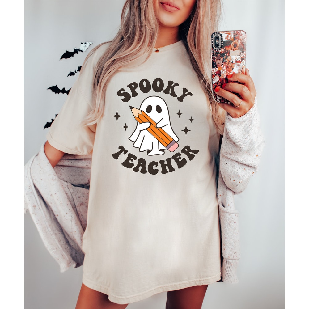 Cute Spooky Teacher Sweatshirt, Teacher Halloween Sweatshirt, Teacher Appreciation Gifts, Fall Teacher Sweatshirt, New Teacher Sweatshirt - 2.jpg