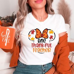 one thankful teacher shirt, teacher shirt, thanksgiving teacher shirt, teacher appreciation, disney teacher shirt, comfo