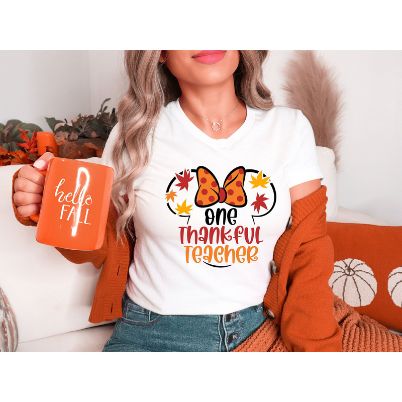 One Thankful Teacher Shirt, Teacher Shirt, Thanksgiving Teacher Shirt, Teacher Appreciation, Disney Teacher Shirt, Comfort Teacher Tee - 1.jpg