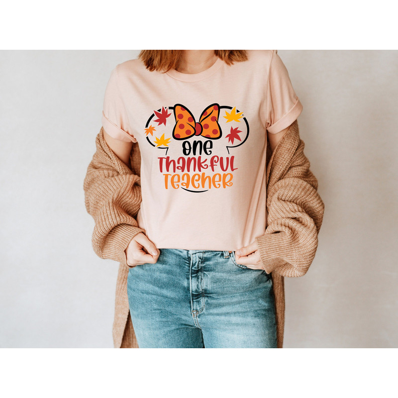 One Thankful Teacher Shirt, Teacher Shirt, Thanksgiving Teacher Shirt, Teacher Appreciation, Disney Teacher Shirt, Comfort Teacher Tee - 2.jpg