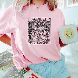 the lovers tarot card shirt, skeleton tarot card tee, skeleton tarot card shirt, tarot card shirt, tarot card tee, mysti