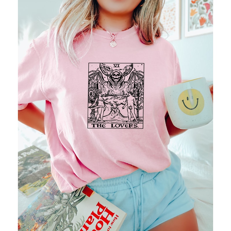 The Lovers Tarot Card Shirt, Skeleton Tarot Card Tee, Skeleton Tarot Card Shirt, Tarot Card Shirt, Tarot Card Tee, Mystical Gifts - 1.jpg