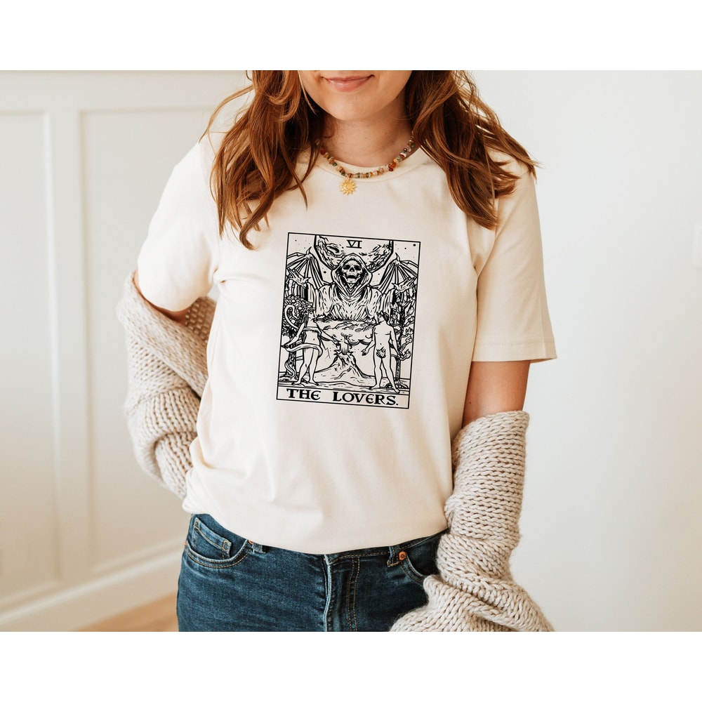 The Lovers Tarot Card Shirt, Skeleton Tarot Card Tee, Skeleton Tarot Card Shirt, Tarot Card Shirt, Tarot Card Tee, Mystical Gifts - 2.jpg