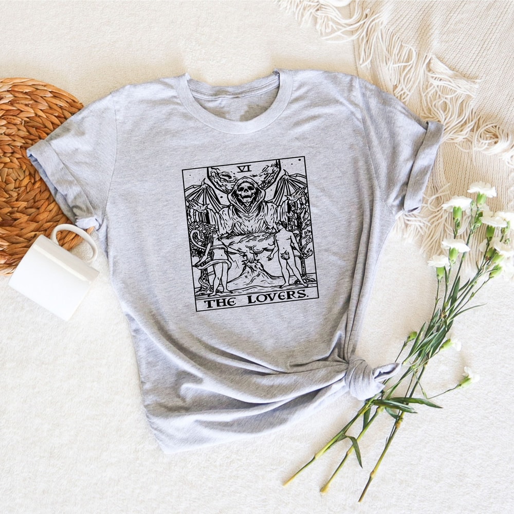 The Lovers Tarot Card Shirt, Skeleton Tarot Card Tee, Skeleton Tarot Card Shirt, Tarot Card Shirt, Tarot Card Tee, Mystical Gifts - 3.jpg