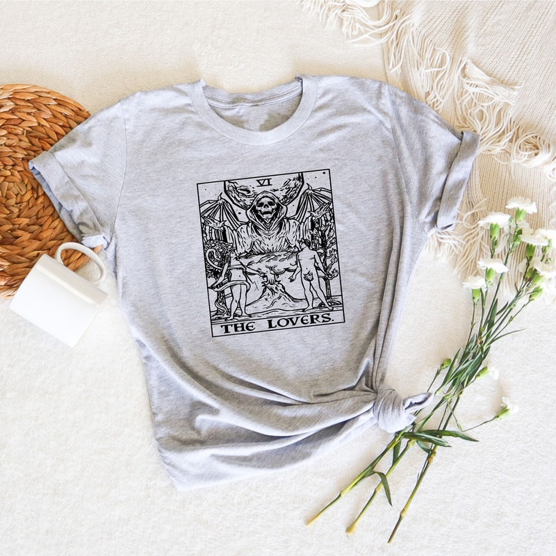 The Lovers Tarot Card Shirt, Skeleton Tarot Card Tee, Skeleton Tarot Card Shirt, Tarot Card Shirt, Tarot Card Tee, Mystical Gifts - 3.jpg