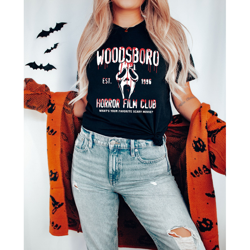 Woodsboro Horror Club Shirt, Horror Film Club Shirt, Scary Halloween Shirt, Spooky Season Shirt, Scream Ghost Shirt, Comfort Halloween Tee - 2.jpg