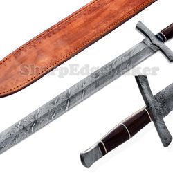 damascus steel knife custom handmade - 30.00" inches damascus steel battle ready sword outdoor fantasy sword