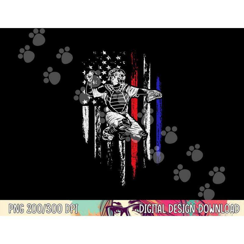 Baseball American Flag Patriotic Catcher 4th Of July Gift png, sublimation copy.jpg
