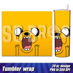 20oz Tumbler Adventure Time Jack face, Adventure Time full wrap tumbler design, custom tumbler wrap, Tumbler template