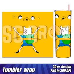 Tumbler 20 oz Adventure Time, Finn and Jake full wrap template, Tumbler custom design, Personalized cup image tumbler