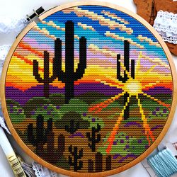 Arizona cross stitch, Texas cross stitch, US states cross stitch, Desert and mountains cross stitch, Landscape cross stitch, Digital PDF