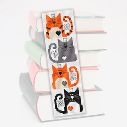 Cross stitch bookmark pattern Cute Cats, Embroidery pattern, Kittens cross stitch bookmark, Digital pattern