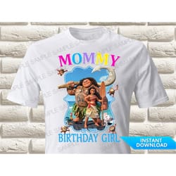 moana mommy of the birthday girl iron on transfer, princess moana iron on transfer, princess moana birthday shirt iron o