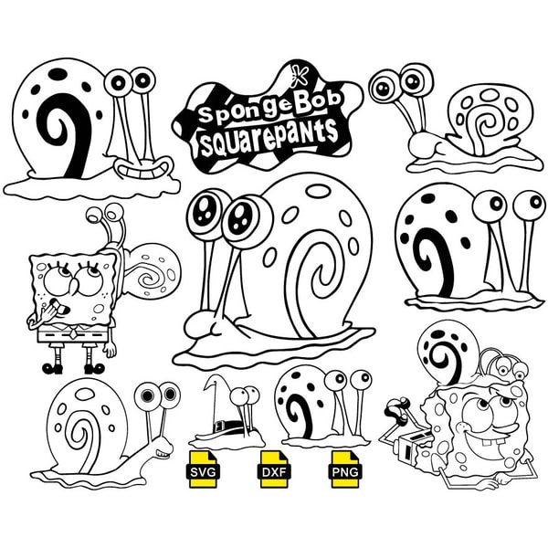Bundle gary svg, spongebob svg, gary png, gary dxf - Inspire Uplift
