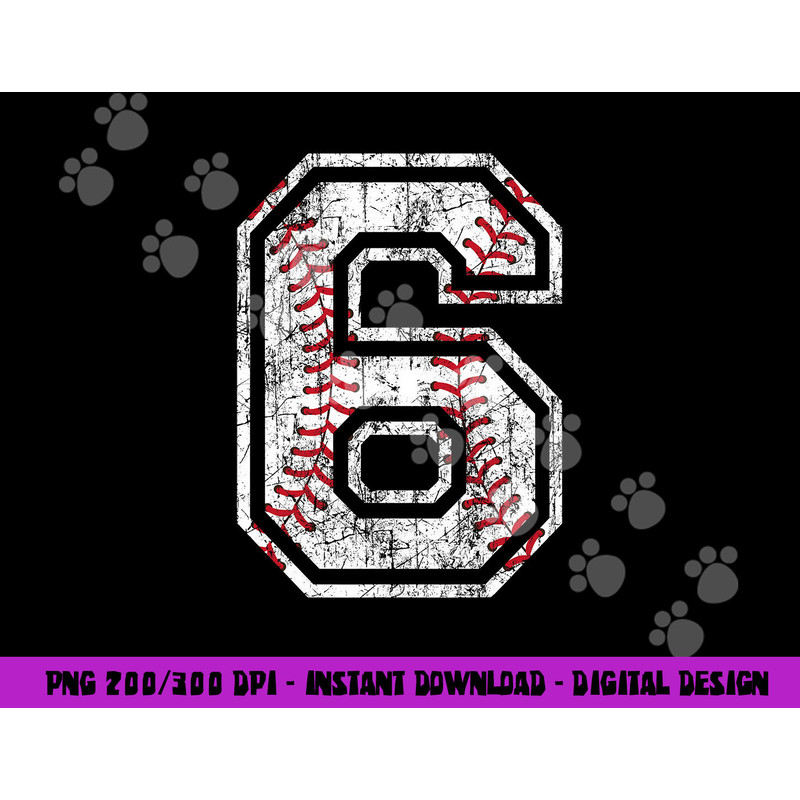 Baseball Jersey Number 6 Vintage Distressed 6th Birthday png, sublimation copy.jpg