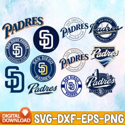 bundle 12 files san diego padres baseball team svg, san diego padres svg, mlb team  svg, mlb svg, png, dxf, eps, jpg, in