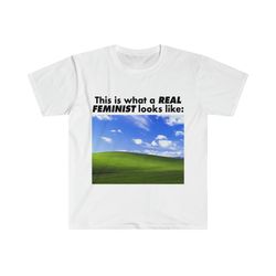 funny meme tshirt, this is what a real feminist looks like joke tee, gift shirt