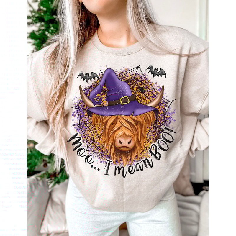 Halloween Highland longhorn Cow Moo I mean BOO cute cow digital download Sublimation designI Printable Artwork I Digital File - 1.jpg
