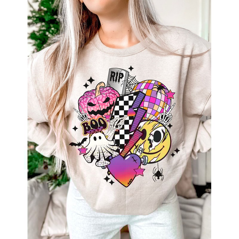 Retro Halloween png, Halloween smiley face png, Halloween sublimation design, spooky vibes png, leopard pumpkin png, digital download png - 1.jpg