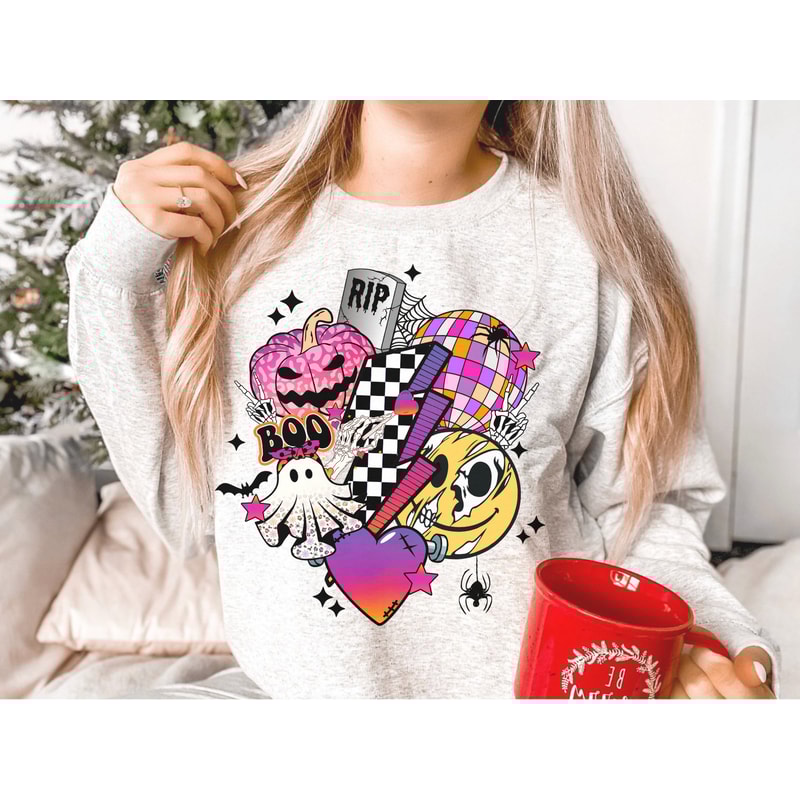 Retro Halloween png, Halloween smiley face png, Halloween sublimation design, spooky vibes png, leopard pumpkin png, digital download png - 6.jpg