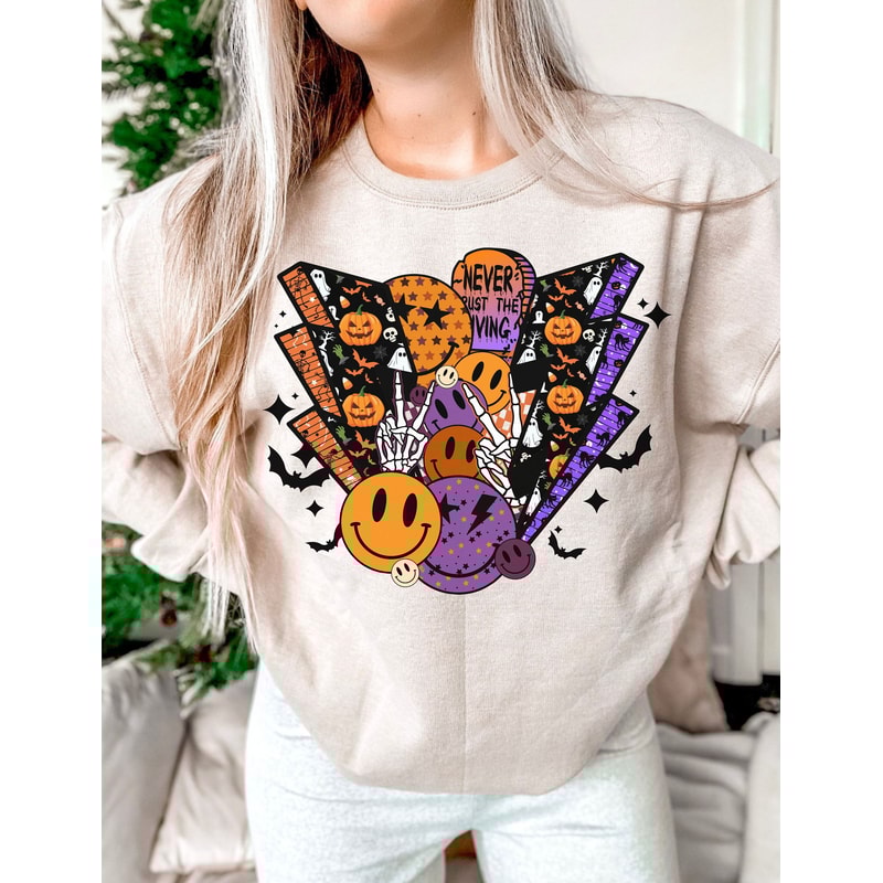 Retro Halloween png, Halloween smiley face png, Halloween sublimation design, spooky vibes png, leopard pumpkin png, digital download png - 1.jpg