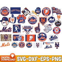 bundle 33 files new york mets baseball team svg,  new york mets svg, mlb team  svg, mlb svg, png, dxf, eps, jpg, instant