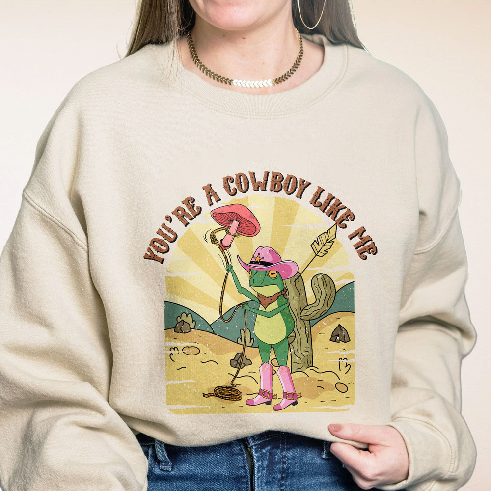 You're A Cowboy Like Me Shirt, Retro Frogs Sweatshirt, Cowboy Frog Hoodie, Frog And Toad Crewneck, Swiftie Merch Shirt, Western Cowboy Shirt - 3.jpg