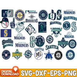 bundle 37 files seattle mariners baseball team svg, seattle mariners svg, mlb team  svg, mlb svg, png, dxf, eps, jpg, in