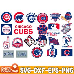 bundle 21 files chicago cubs baseball team svg, chicago cubs svg, mlb svg, mlb team  svg, mlb svg, png, dxf, eps, jpg, i