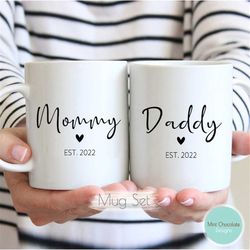 mommy, daddy mug set - first time mommy gift, first time daddy gift, new daddy gift, new mom mug, baby reveal mug, new m