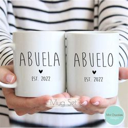 abuela, abuelo mug set - new grandma gift, new grandpa gift, grandma and grandpa mug set, new baby announcement, mother'
