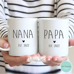 nana, papa mug set - new nana gift, new papa gift, nana and papa mug set, new baby announcement, new grandma gift, new g