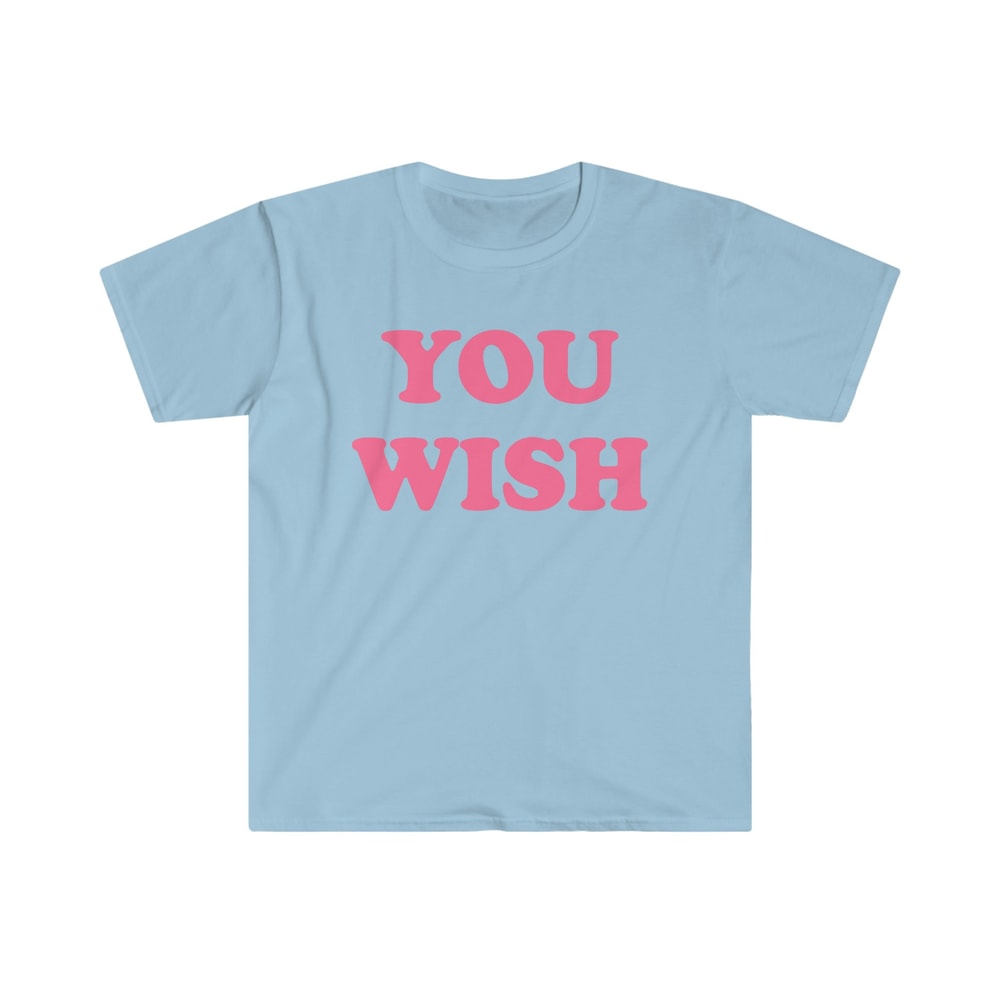 You Wish Crop Tee, Y2K Funny Slogan Text Tshirt, 90s Streetwear Britney Top, Indie Kid Fashion, Trending Y2K Clothing, Baby Blue Cropped Tee - 5.jpg