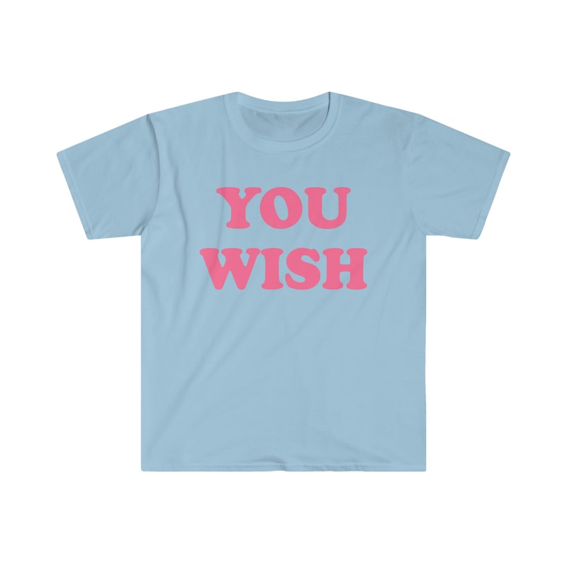 You Wish Crop Tee, Y2K Funny Slogan Text Tshirt, 90s Streetwear Britney Top, Indie Kid Fashion, Trending Y2K Clothing, Baby Blue Cropped Tee - 5.jpg