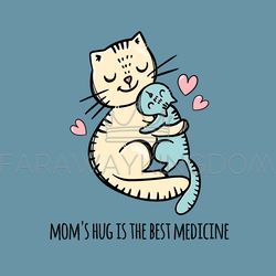 PUSSY HUG HER DAUGHTER Mothers Day Vector Illustration Set