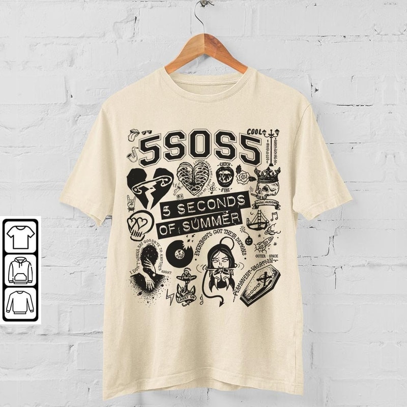 5 Seconds Of Summer Doddle Art Shirt, 5SOS5 Album Lyric Sweatshirt Hoodie, 5SOS Tour 2023 MUS2204DT - 4.jpg