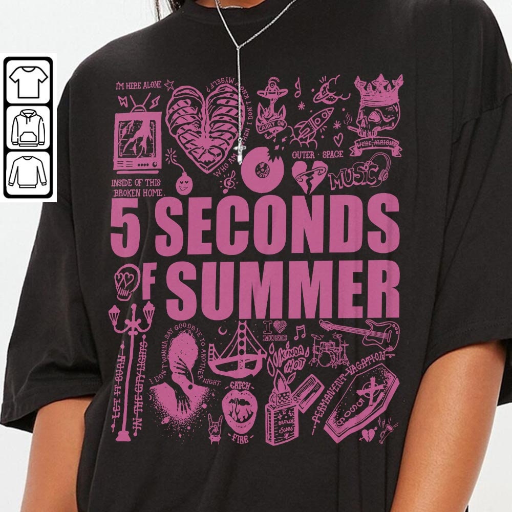5 Seconds Of Summer Doodle Art Shirt, Merch Vintage 5SOS5 Album Lyric Sweatshirt Hoodie, 5SOS Tattoos Tour 2023 V4 L3004DA - 3.jpg
