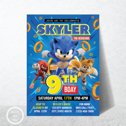 Personalized File Sonic Invitation | Sonic Birthday Invitation | Sonic Party Invite | Printable Birthday | Digital PNG