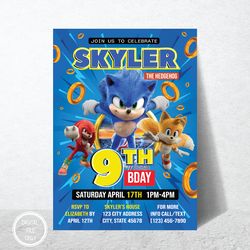 personalized file sonic invitation | sonic birthday invitation | sonic party invite | printable birthday | digital png